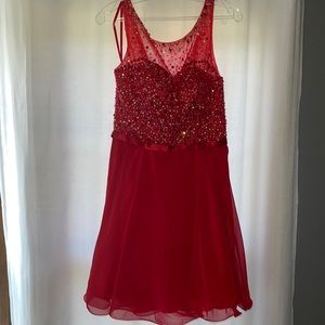 Red Sequenced Homecoming Dress